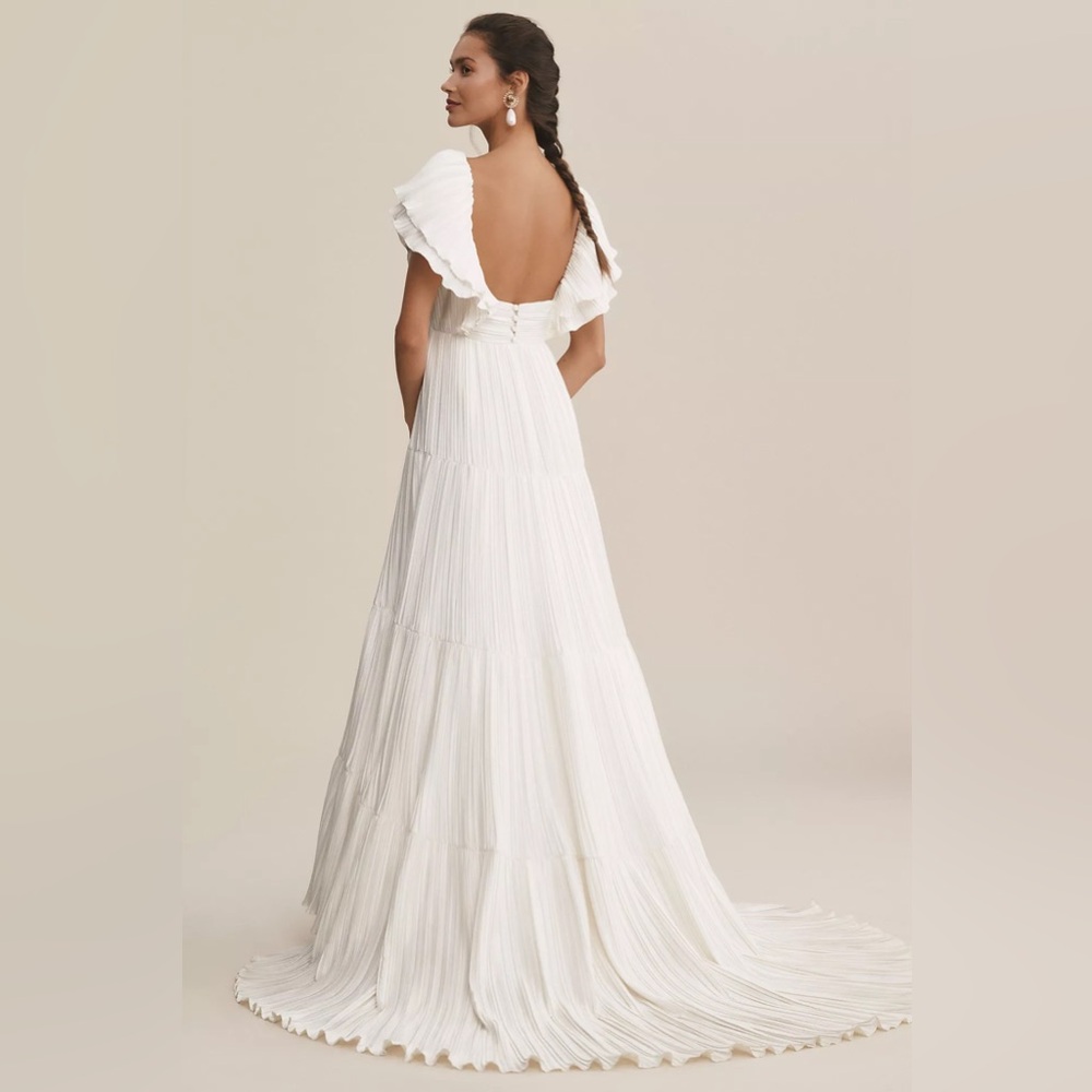 BHLDN Ivory Ruffle Sleeve Gown - Picture 2 of 6